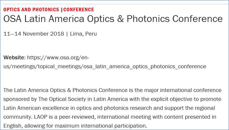 OSA Latin America Optics & Photonics Conference
